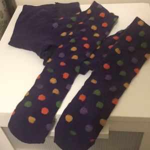 Purple polka dot sweater tights